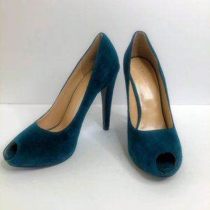 Nine West "Just Cruise" Teal Suede Leather Heels